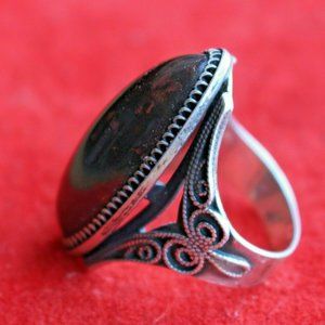 Vintage Russian Soviet Silver 875 USSR Ring Jasper , Women's Jewelry Size 8